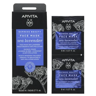 APIVITA Express Beauty Mascarilla Facial de Lavanda Marina Mascarilla Facial de Lavanda Marina para Hidratación y Acción Antipolución 2x8ml