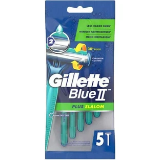 GILLETTE Blue II Slalom Plus Disposable Razor Blades with 2 Blades & Lubricating Tape 5 pieces