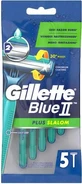 GILLETTE Blue II Slalom Plus Einwegrasierklingen mit 2 Klingen & Schmierband 5 Stück