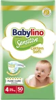 BABYLINO Sensitive Cotton Soft Maxi Plus Baby Diapers No.4 (8-13 kg) 50 Pieces