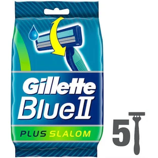 GILLETTE Blue II Slalom Plus Lames de rasoir jetables avec 2 lames et bande lubrifiante 5 pièces
