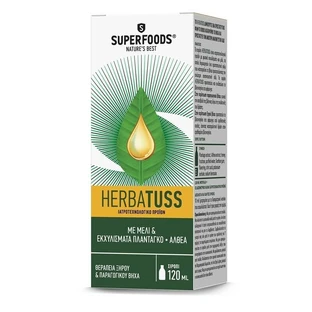 SUPERFOODS Herbatuss Dry & Productive Cough Treatment With Honey & Plantain Extracts - Althea Syrup For Adults 120ml
