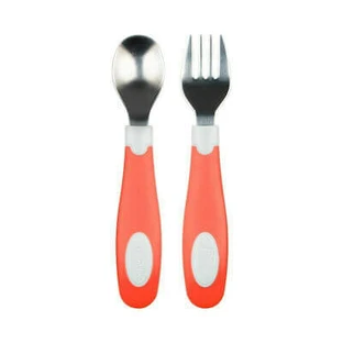 DR BROWN'S Fork & Spoon Set Metal Coral TF 026