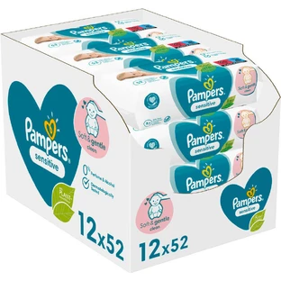 PAMPERS Sensitive Wipes Babyfeuchttücher für empfindliche Babyhaut 52x12= 624 Stück