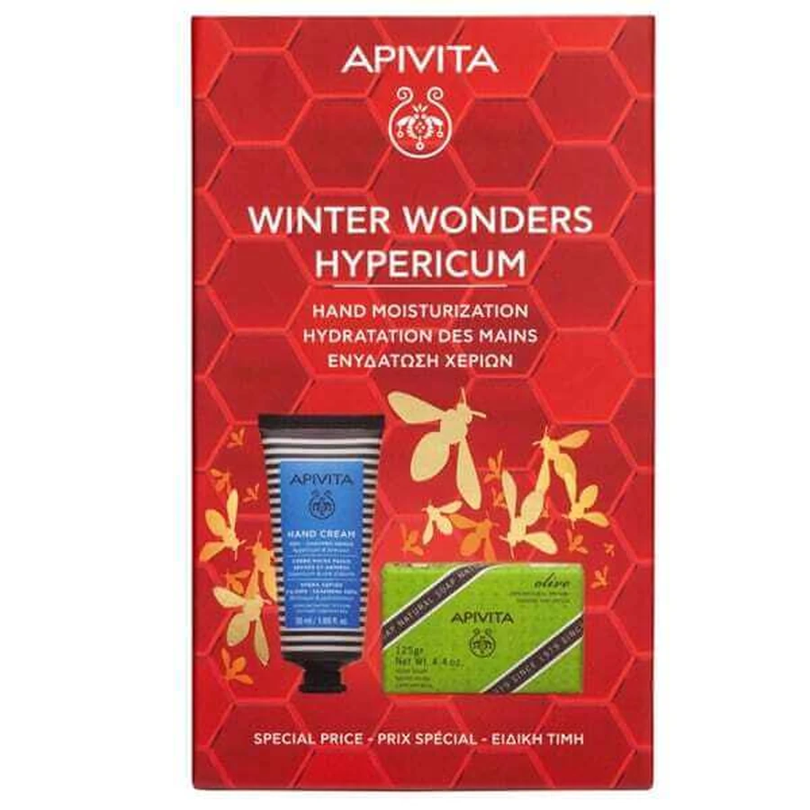 APIVITA Promo 2025 Winterwonderen Hypericum Promo Handcrème voor Droge & Gebarsten Handen 50ml & Natuurzeep Natuurzeep met Olijf 125gr
