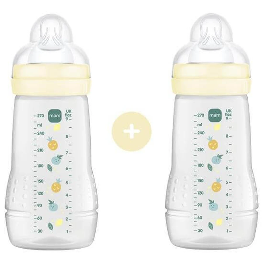 MAM Easy Active Biberón de plástico con tetina de silicona a partir de 2+ meses 270ml 2 piezas