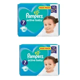 PAMPERS Couches pour bébés Active Baby No.7 15+Kgr 80 pièces Maxi Pack (2 paquets de 40 pièces)