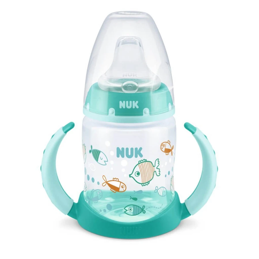 NUK First Choice Learner Bottle Trainingsflasche mit zwei Griffen & weichem Silikonauslauf für 6-18 Monate 150ml 10.743.943 - Grün