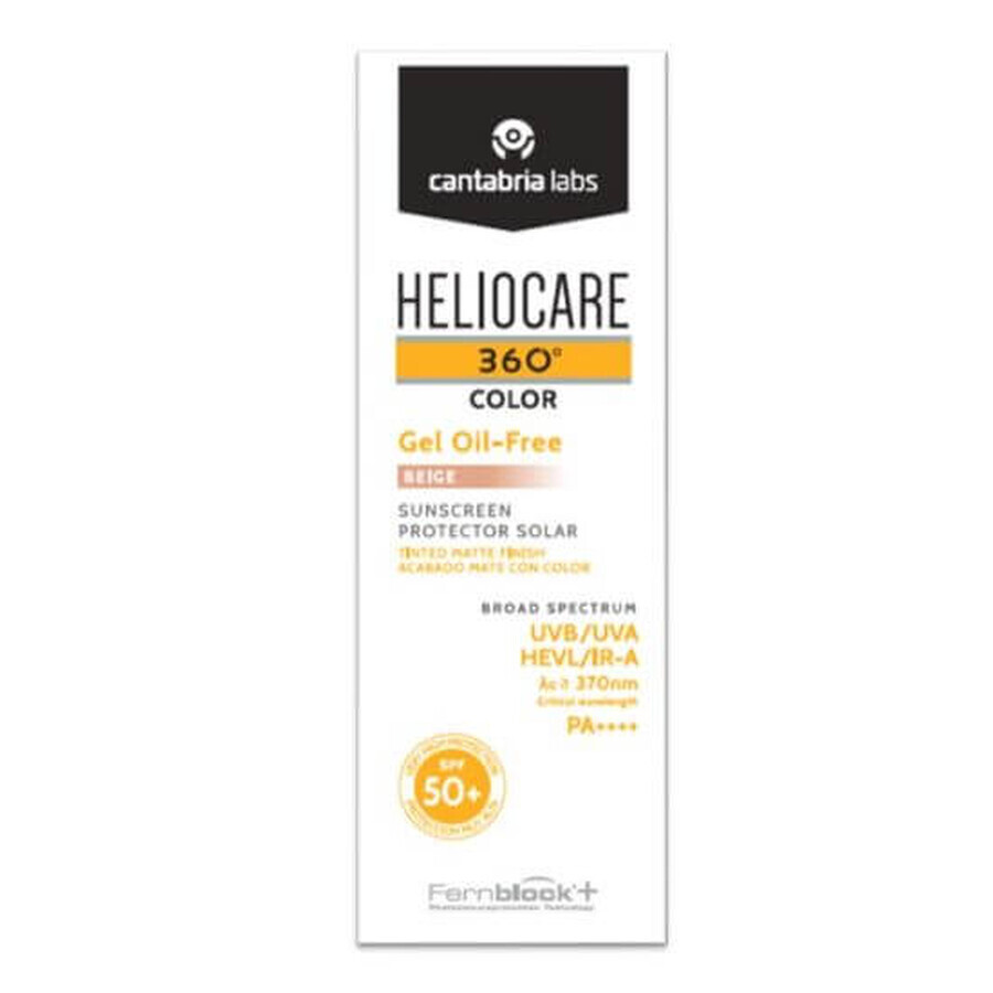 Heliocare 360 Color Gel de protection solaire avec SPF 50+, Nunata Beige, 50 ml, Cantabria Labs