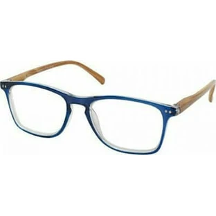 EYELEAD Lunettes pour presbyte - Lunettes de lecture avec branches en bois et monture bleue osseuse E212 +2.50