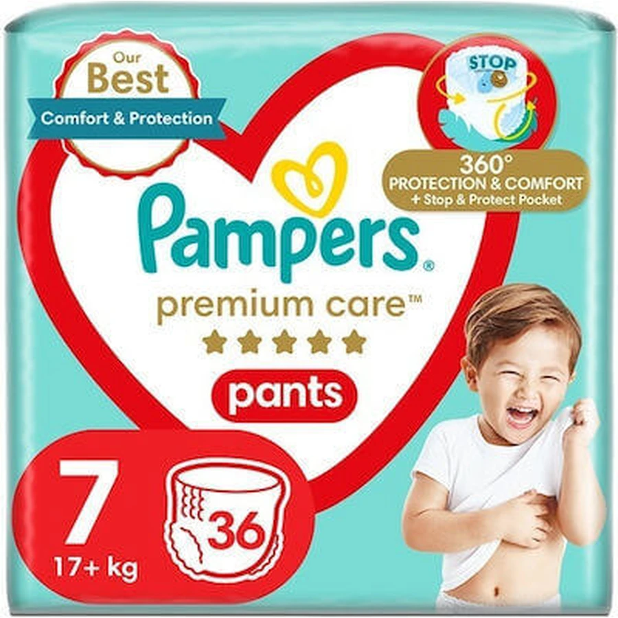 PAMPERS Premium Care Pants Windelhosen Größe 7 (17kg+) 36 Stück JUMBO+