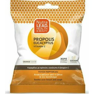 PHARMALEAD Snoepjes Met Propolis, Eucalyptus & Vitamine C Voor Verlichting Van Geïrriteerde Keel & Hoest Sinaasappelsmaak 40gr