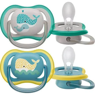 AVENT Silicone Ultra Air Scutece ortodontice pentru 18+ luni 2 bucăți Grey/Blue Whale
