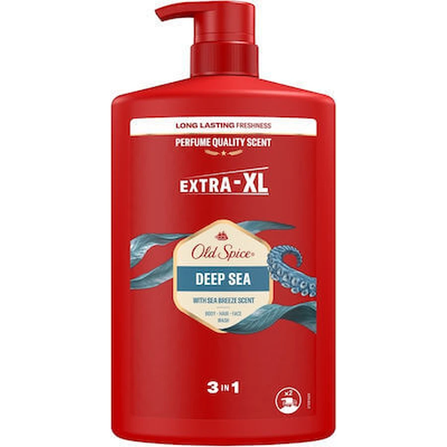 OLD SPICE Deep Sea Gel de Ducha y Champú 3en1 Gel de Ducha para Hombres Champú para Cuerpo Cabello y Cara 1000ml