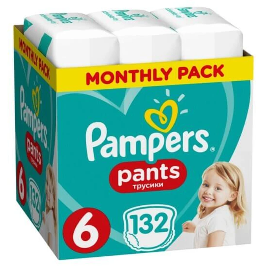 PAMPERS Baby Pants Pants No.6 15+Kgr 132 Piezas Paquete Mensual