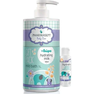 PHARMASEPT PROMO Baby Care Mild Bath Gentle Baby Shower Gel 1000ml & FREE Hydrating Milk Baby Moisturizing Milk 40ml
