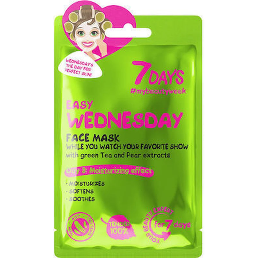7DAYS Easy Wednesday Sheet Mask Hydraterend Masker Met Witte Thee & Peer, 28g