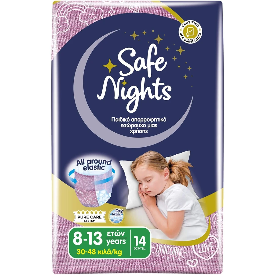 BABYLINO Pantalones Safe Nights Niña 8-13 Años 30-48kg 14 Piezas