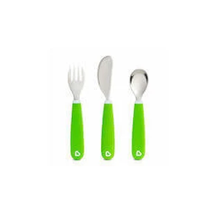 MUNCHKIN Baby-Besteck-Set Splash Metall-Besteck-Set für 18+ Monate 3 Stück - Grün