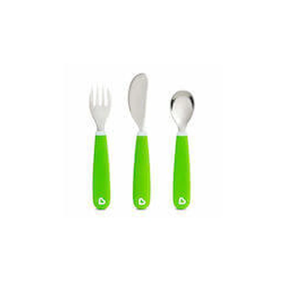 MUNCHKIN Baby-Besteck-Set Splash Metall-Besteck-Set für 18+ Monate 3 Stück - Grün