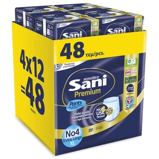 SANI Premium Pants Elastische Unterwäsche No4 Extra Large 102-160cm ( 4 Packs à 12 Stück ) 48 Stück