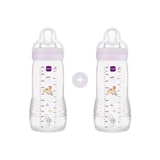 MAM Easy Active Plastic Bottle with Silicone Nipple 330ml For 4+ Months 2 pieces