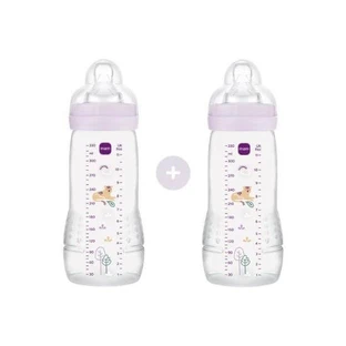 MAM Easy Active Biberón de Plástico con Tetina de Silicona 330ml Para 4+ Meses 2 piezas
