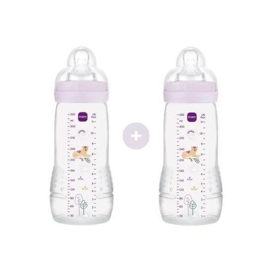 MAM Easy Active Biberón de Plástico con Tetina de Silicona 330ml Para 4+ Meses 2 piezas