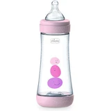 CHICCO Perfect 5 Biberon en plastique avec tétine en silicone contre les coliques à partir de 4 mois 300ml rose [20235-10]