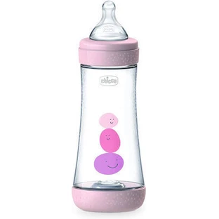 CHICCO Perfect 5 Kunststoff-Flasche mit Silikon-Nippel gegen Koliken ab 4 Monaten 300ml rosa [20235-10]