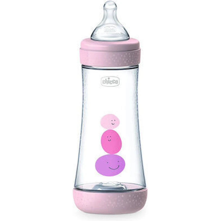 CHICCO Perfect 5 Kunststoff-Flasche mit Silikon-Nippel gegen Koliken ab 4 Monaten 300ml rosa [20235-10]