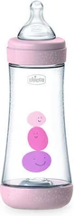 CHICCO Perfect 5 Biberon en plastique avec tétine en silicone contre les coliques à partir de 4 mois 300ml rose [20235-10]