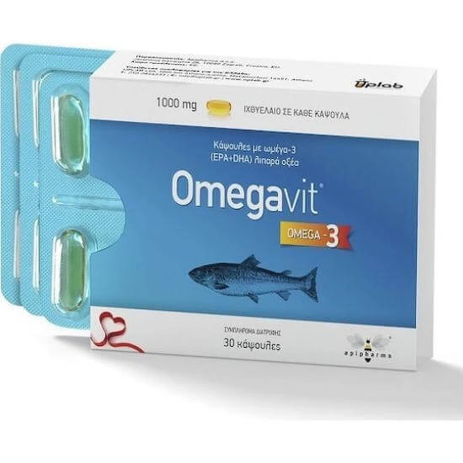 UPLAB Pharmaceuticals Omegavit Capsules Omega-3 (EPA & DHA) Vetzuren 1000mg 30 Softgels
