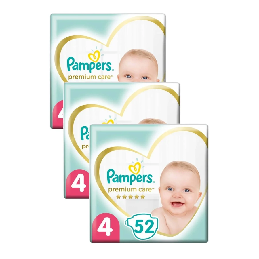 PAMPERS Baby Windeln Premium Care No.4 8-14Kgr 156 Stück (3 Packungen à 52 Stück)