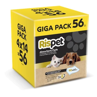 RISPET Colchones Absorbentes De Suelo Para Mascotas 60x90 14x4=56 Piezas Caja