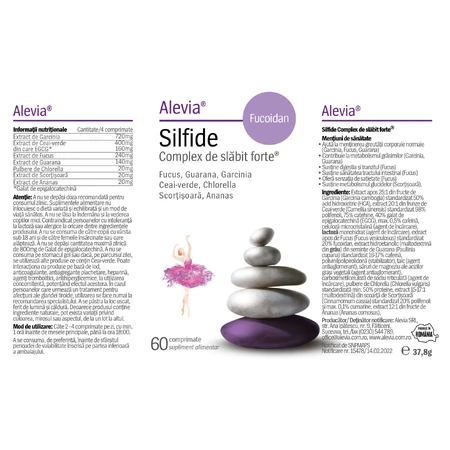 Silfide Complex Forte Fucoidan, 60 comprimidos, control de peso, Alevia
