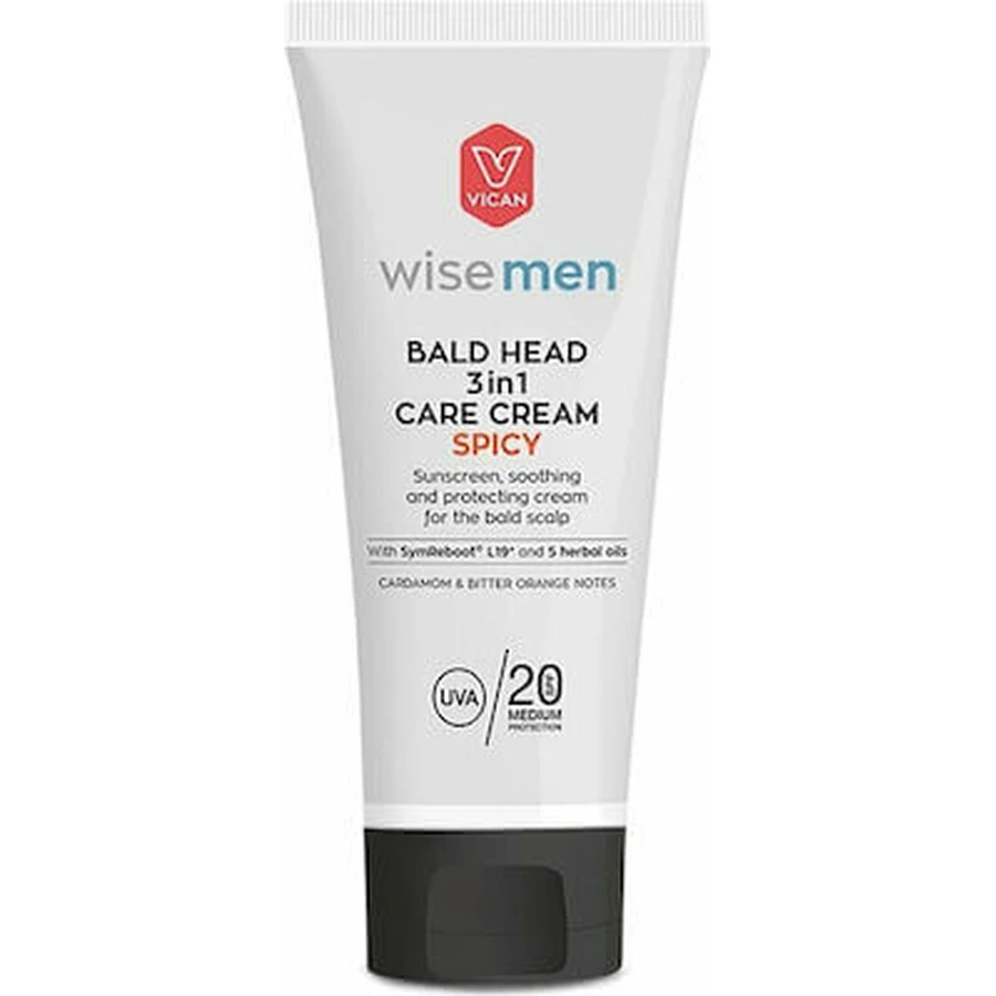 WISE Men Bald Head 3 in 1 Care Cream Spicy Sunscreen, Soothing & Protective Cream For Head Skin 100ml