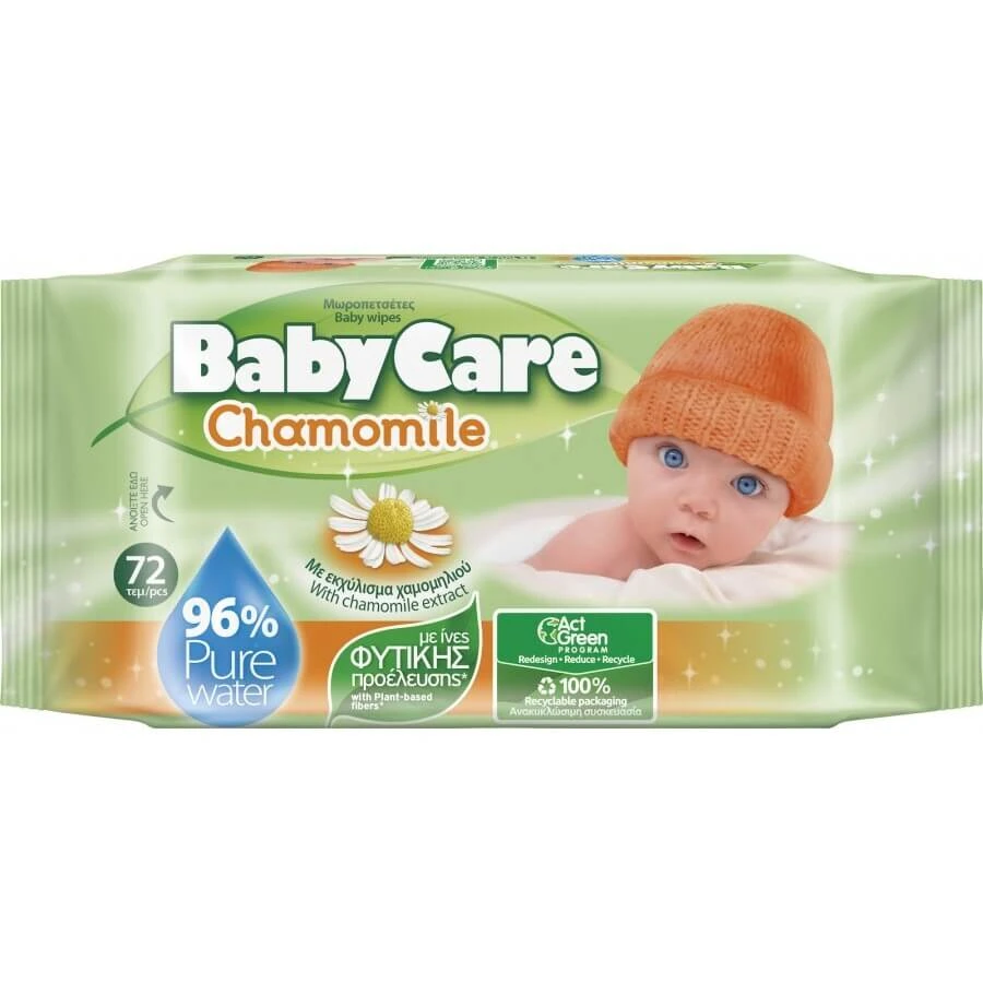 BABYCARE Lingettes pour bébés à l'eau pure avec extrait de camomille 72 pièces