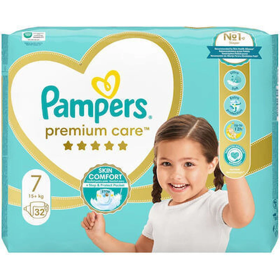 PAMPERS Premium Care No7 32 Piezas JUMBO