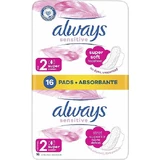 ALWAYS Ultra Sensitive Super Pads Almohadillas Ultra Suaves Medianas Con Alas Para Confort Y Protección 16 Piezas