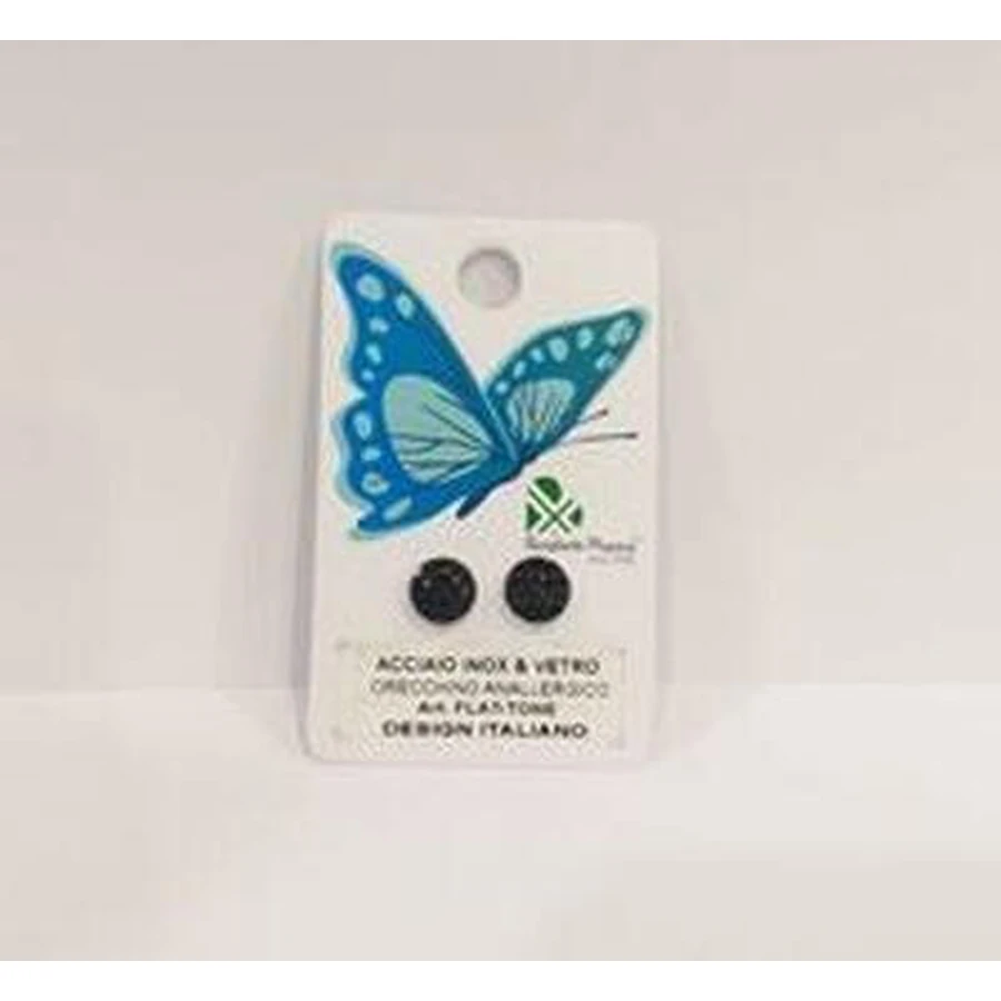 INOPLUS Boucles d'oreilles hypoallergéniques sans nickel Cercle noir avec strass