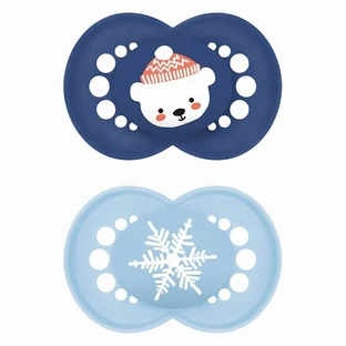 MAM Silikon Schnuller Original Winter Limited Edition Für 6-16 Monate - Teddybär / Schneeflocke