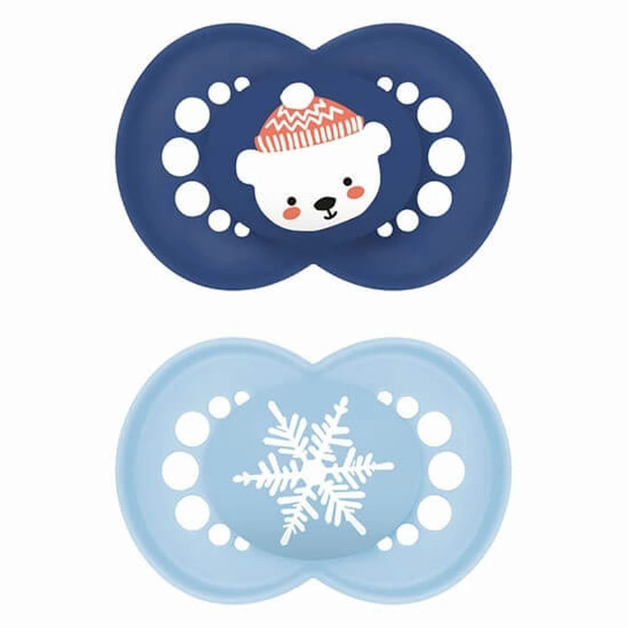 MAM Silikon Schnuller Original Winter Limited Edition Für 6-16 Monate - Teddybär / Schneeflocke