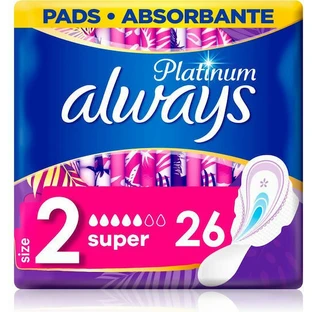 ALWAYS Serviettes hygiéniques longues Ultra Platinum avec ailettes No 2, 26 pièces