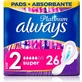 ALWAYS Serviettes hygiéniques longues Ultra Platinum avec ailettes No 2, 26 pièces