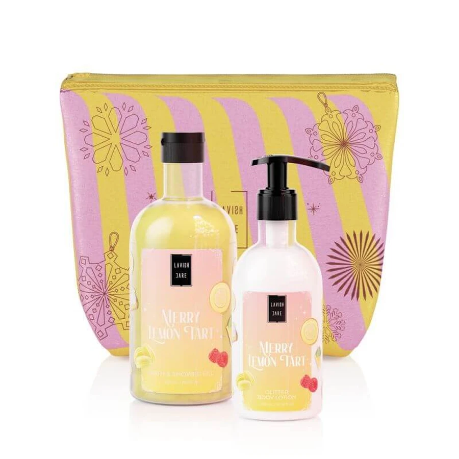 LAVISH CARE Lemon Tart Kerst Set Bad & Douchegel 500ml & Glitter Body Lotion 300ml