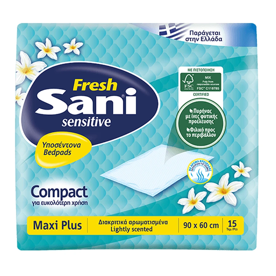SANI Serviettes hygiéniques Sensitive Fresh à usage spécial avec parfum Maxi Plus 90x60cm x15 pièces