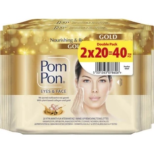 POM PON Lingettes démaquillantes liquides intensives pour tous les types de peau 2x20 pièces