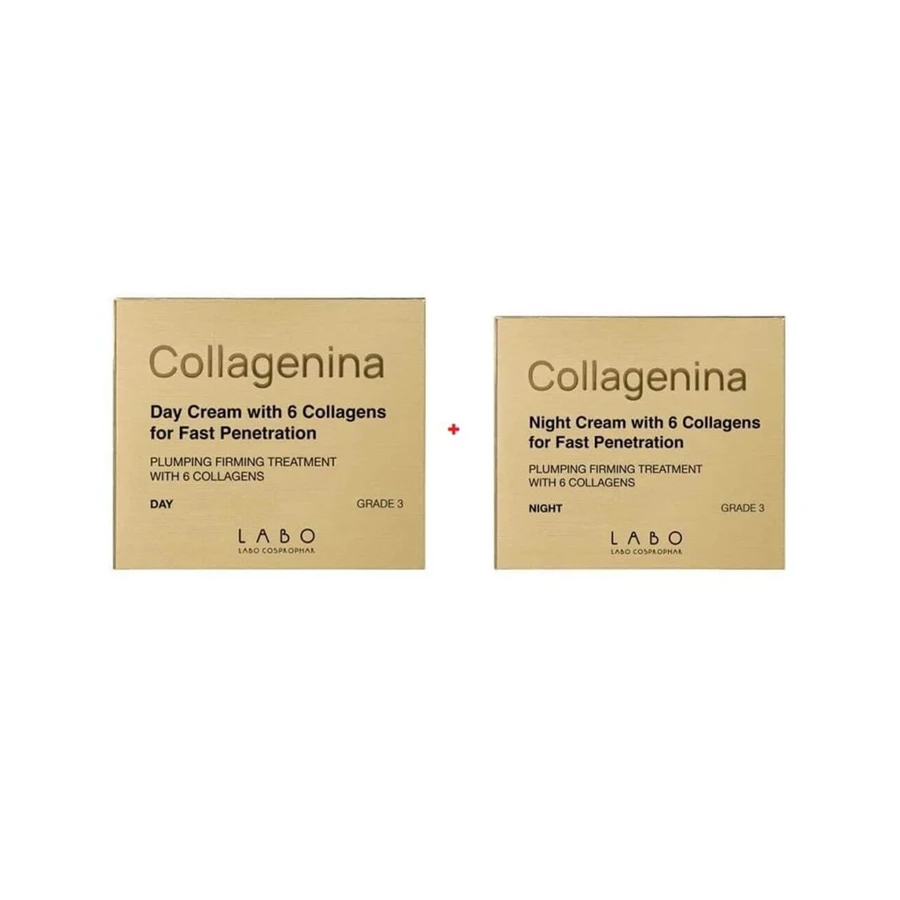 COLLAGENINA PROMO Day Cream Grade 3 Day Treatment for Volume Replenishment & Firming 50ml - GIFT Night Cream Grade 3 Night Treatment 50ml - Transparentes Etui