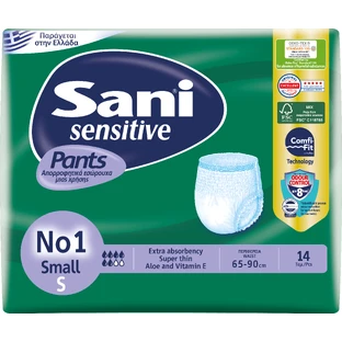 SANI Sensitive Pants Sous-vêtements élastiques pour l'incontinence No1 Small x14 Pieces
